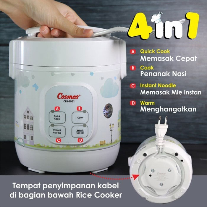 Cosmos Mini Digital Rice Cooker Putih 0,3 L - CRJ-1031 | CRJ1031